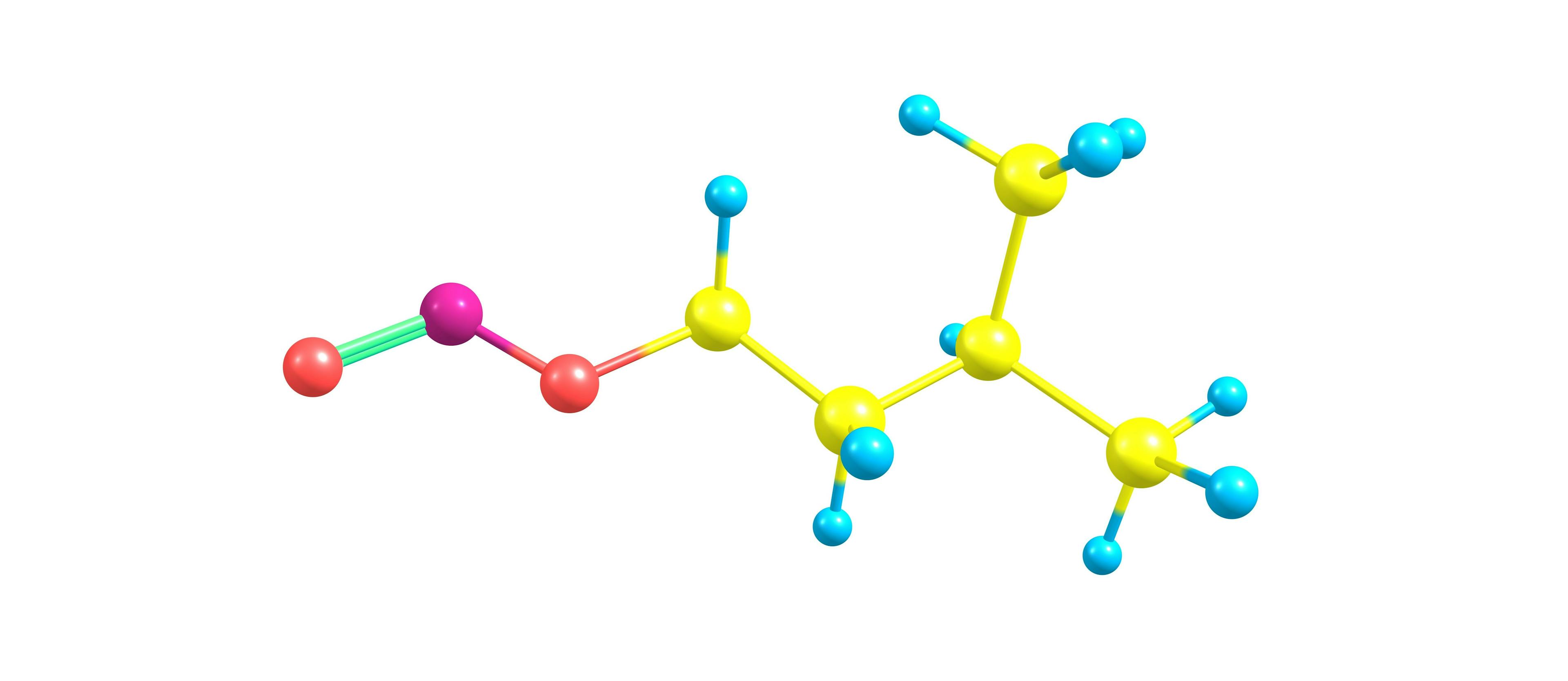 Isoamyl nitrite molecular structure isolated on white | Image Credit: © vitanovski - stock.adobe.com