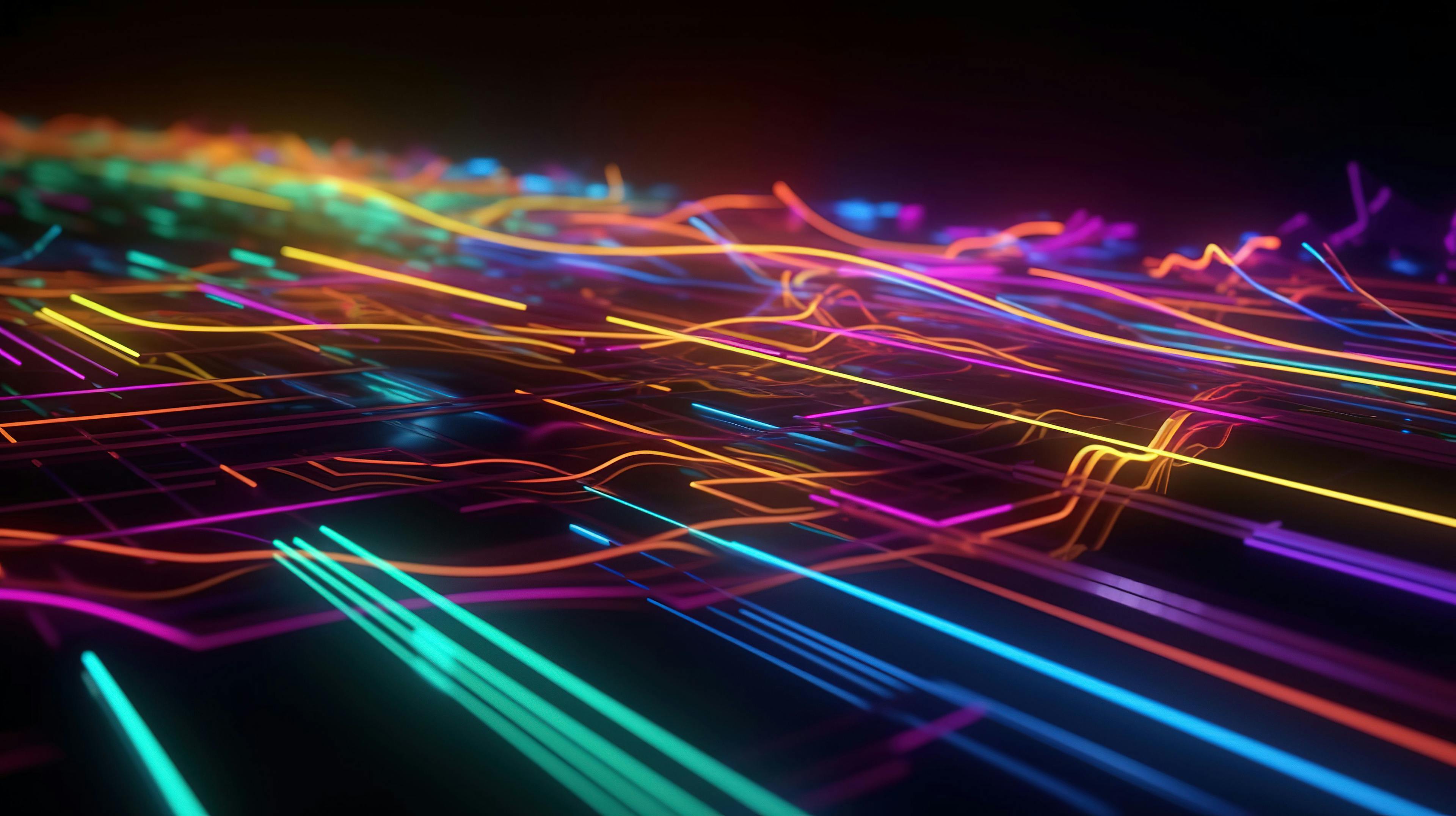 3d render, abstract neon background. Colorful glowing lines. Digital data transfer. Futuristic wallpaper. Generative AI | Image Credit: © zaschnaus - stock.adobe.com