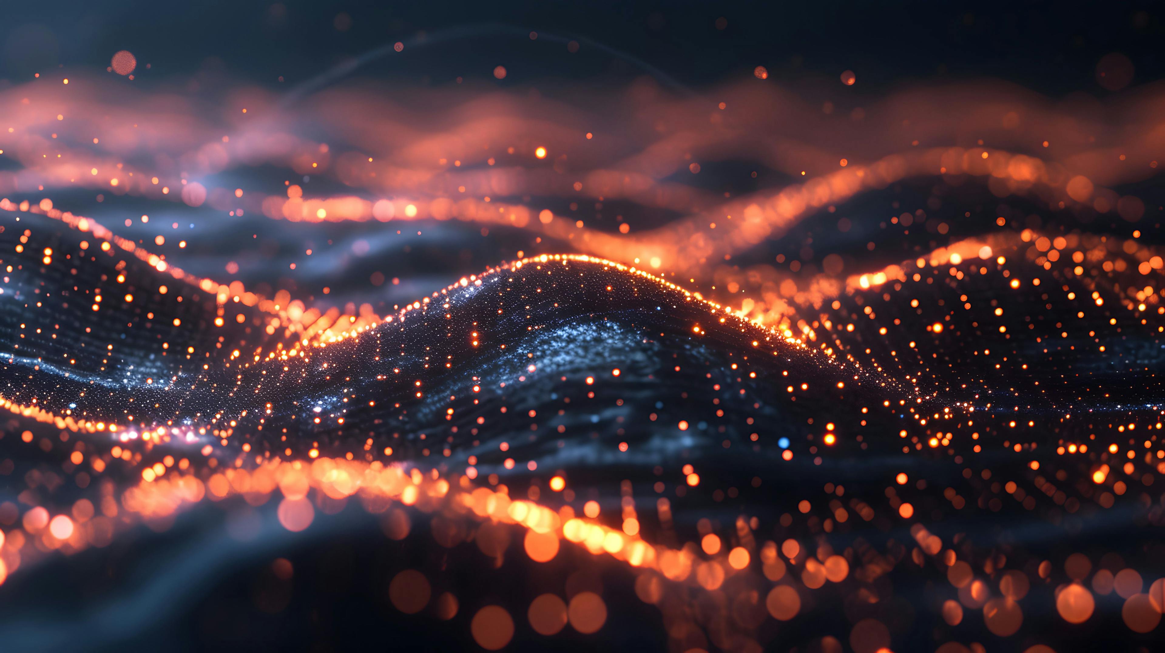 Image of a digital wave with glowing particles representing a network or data flow. Generated by AI | Image Credit: © Dominik - stock.adobe.com