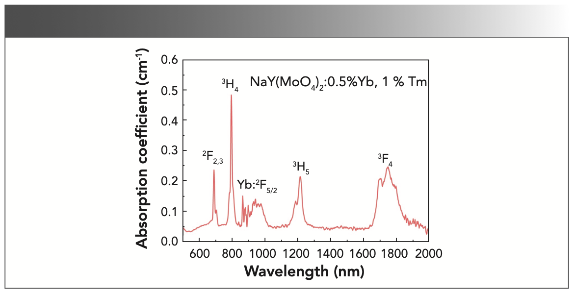 FIGURE 6: The absorption spectrum of NaY(MoO4)2 crystal co-doped by Yb3+ and Tm3+ ions.