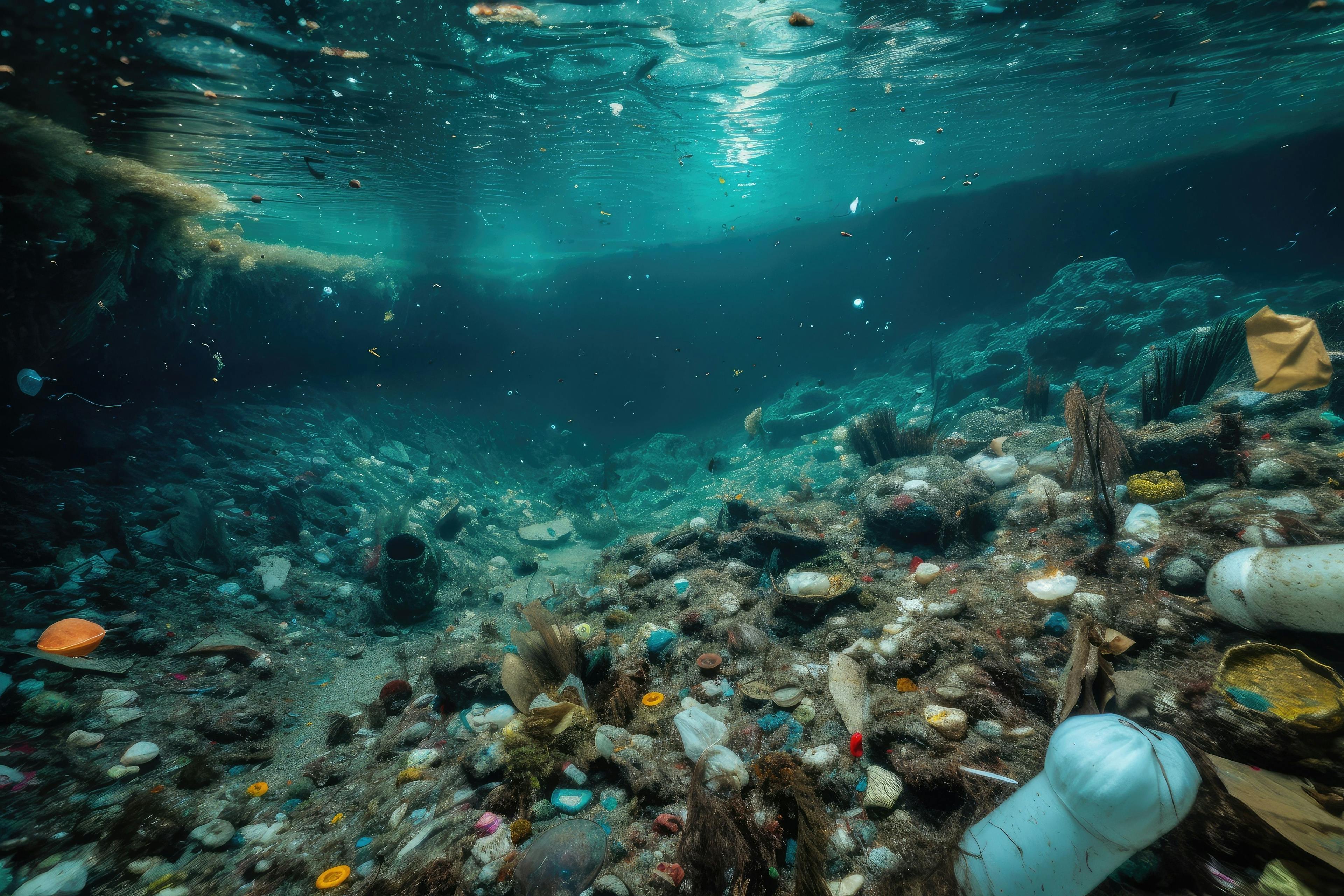 microplastic pollution on the seabed, with microplastics and other debris scattered among marine life, created with generative ai | Image Credit: © Alfazet Chronicles - stock.adobe.com