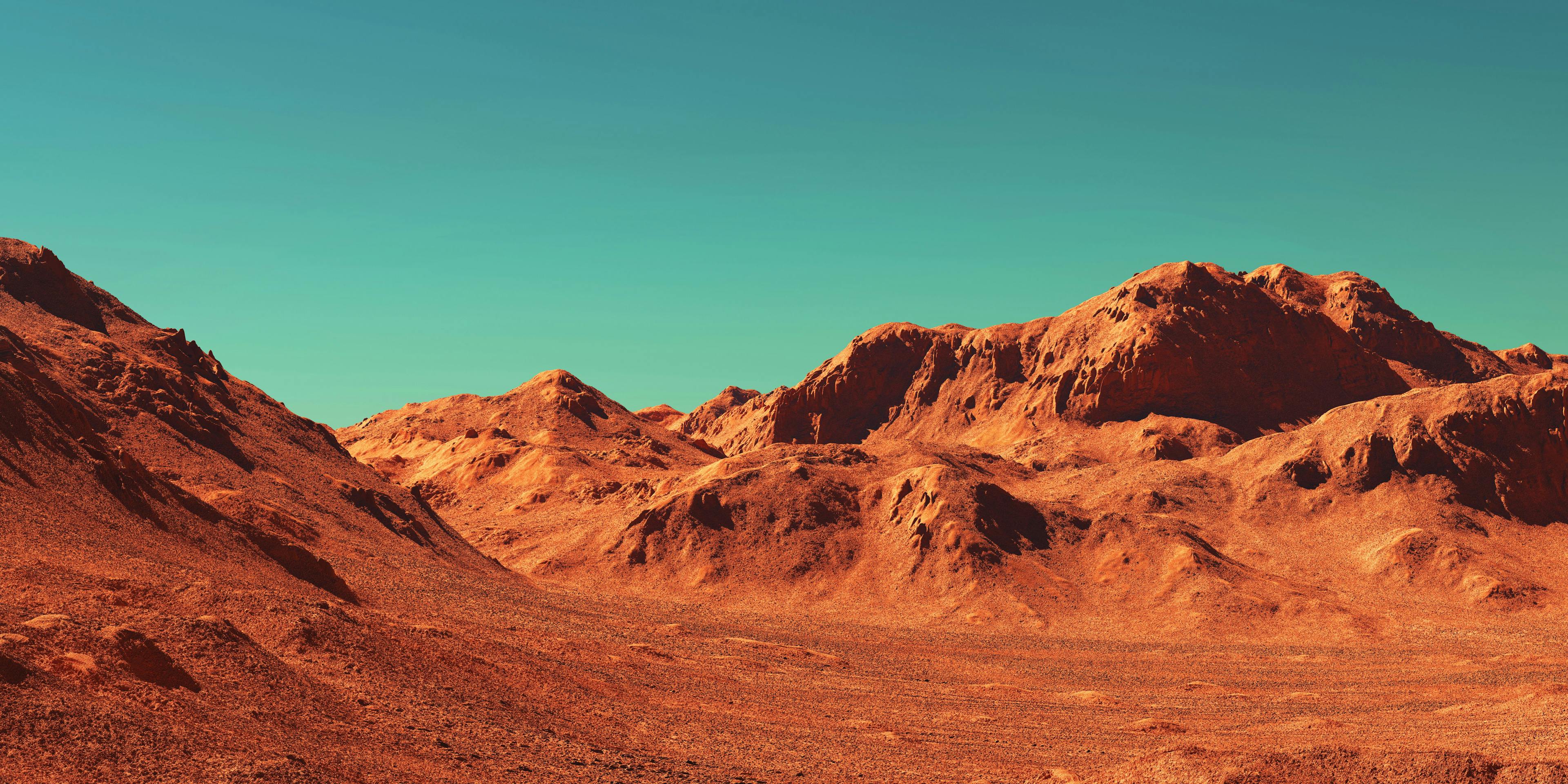 Mars landscape, 3d render of imaginary mars planet terrain, science fiction illustration. | Image Credit: © Cobalt - stock.adobe.com