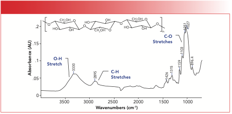 FIGURE 10: The infrared spectrum of cellulose, a polysaccharide.