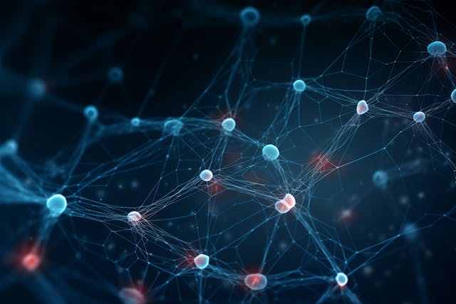 An illustration of a network of molecules, forming a web-like structure, representing the dynamics of molecular interactions Generative AI | Image Credit: © Denis Yevtekhov - stock.adobe.com