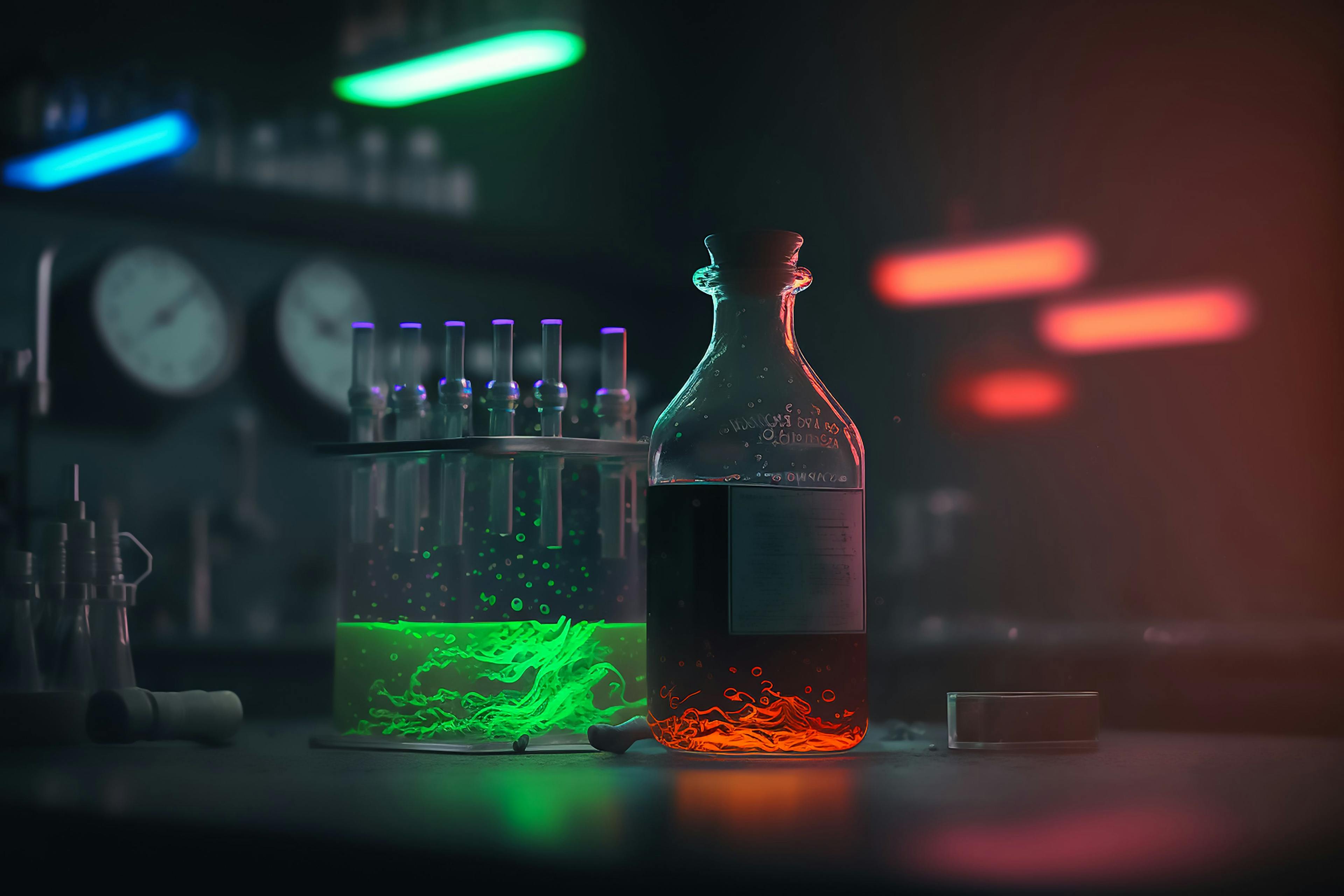 Chemical beakers with liquid in the laboratory | Image Credit: © Brijesh - stock.adobe.com