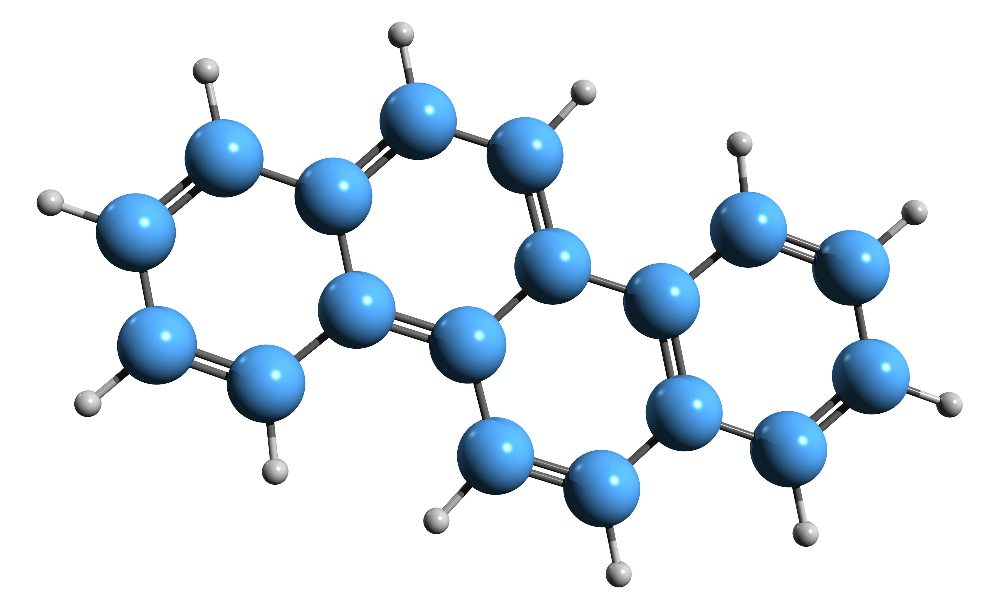 3D image of Chrysene skeletal formula - molecular chemical structure of Benzophenanthrene isolated on white background | Image Credit: © kseniyaomega - stock.adobe.com. 