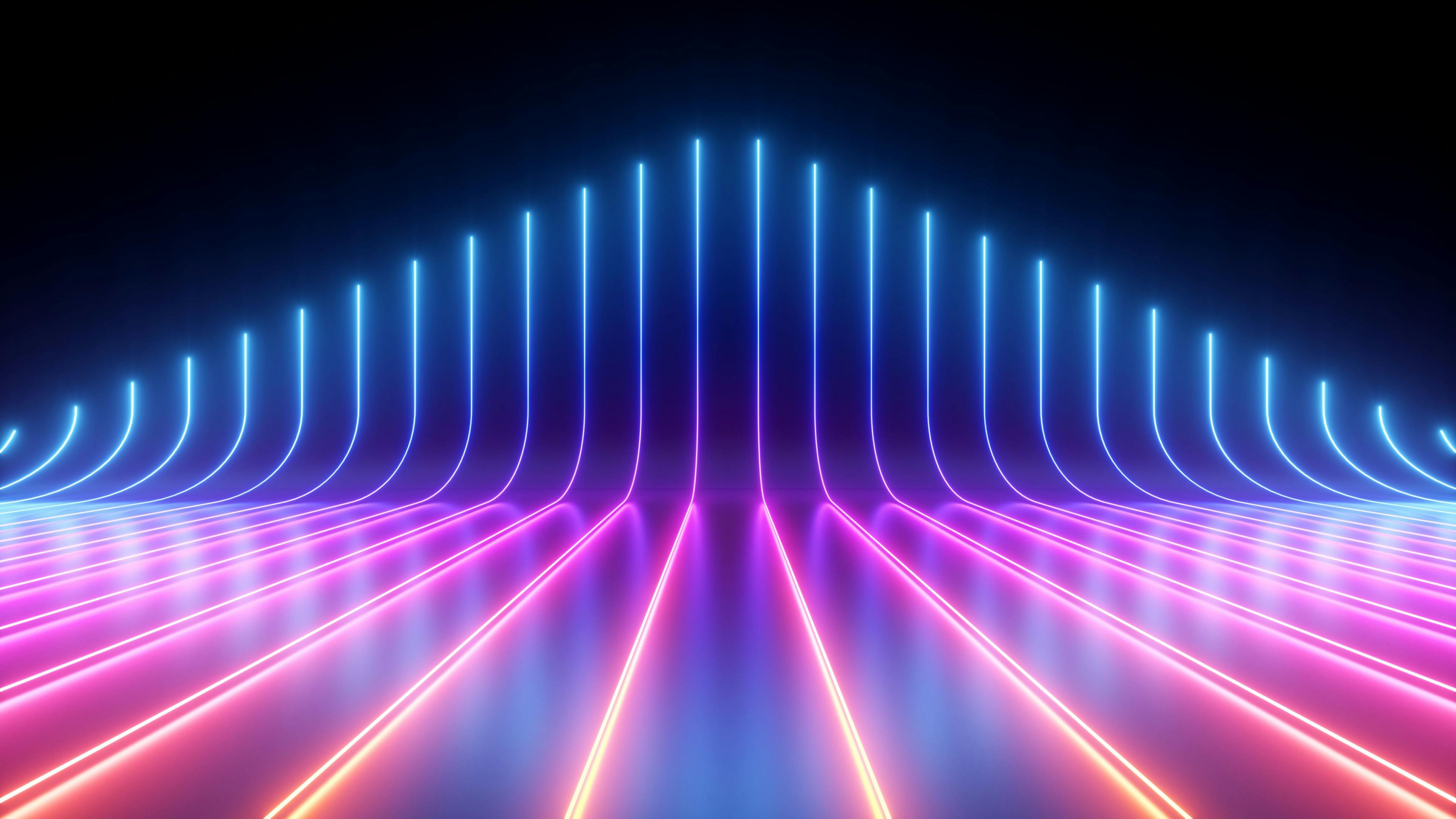 3d render, abstract minimal neon background, pink blue neon lines going up, glowing in ultraviolet spectrum. Cyber space. Laser show. Futuristic wallpaper | Image Credit: © wacomka - stock.adobe.com