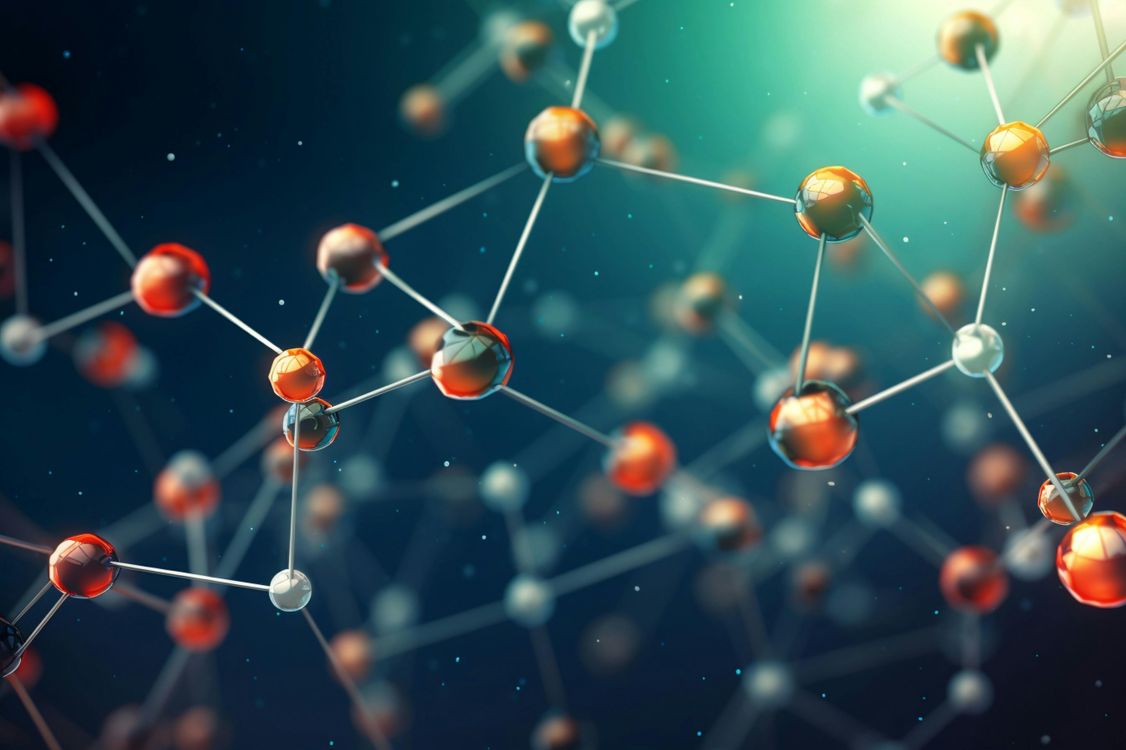 A picture of a network of molecules, with different shapes and sizes, representing various molecular structures Generative AI | Image Credit: © Denis Yevtekhov - stock.adobe.com.