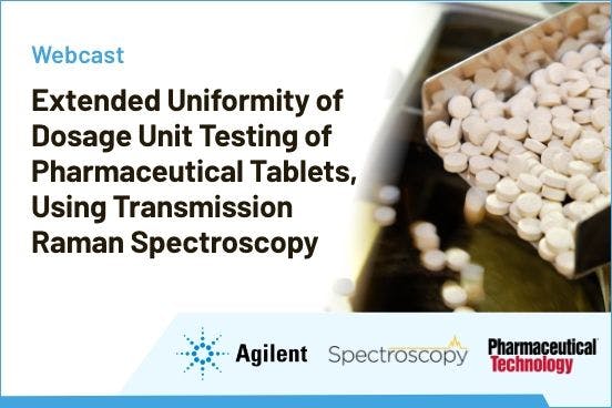 Extended Uniformity of Dosage Unit Testing of Pharmaceutical Tablets, Using Transmission Raman Spectroscopy