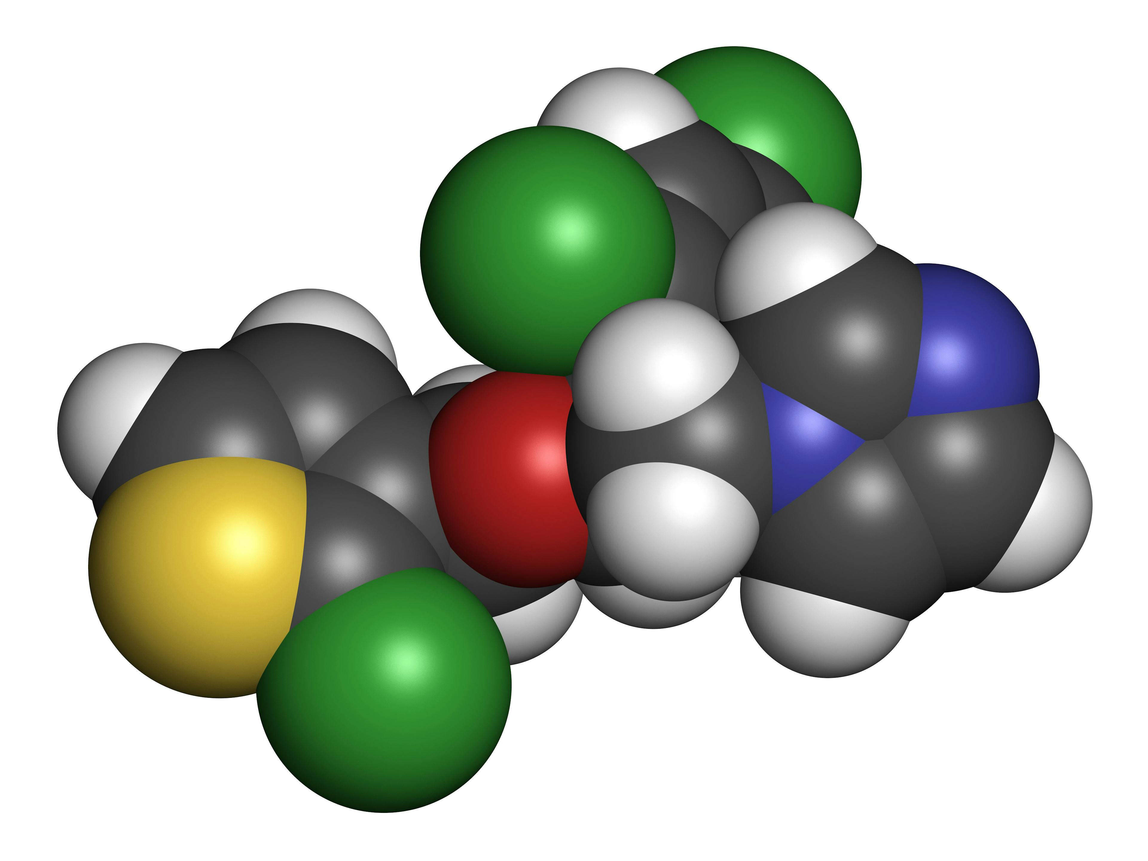 Tioconazole antifungal drug molecule. 3D rendering. | Image Credit: © molekuul.be - stock.adobe.com