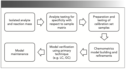 FIGURE 2: Steps involved in quantitative analysis using Raman spectroscopy as a PAT tool.