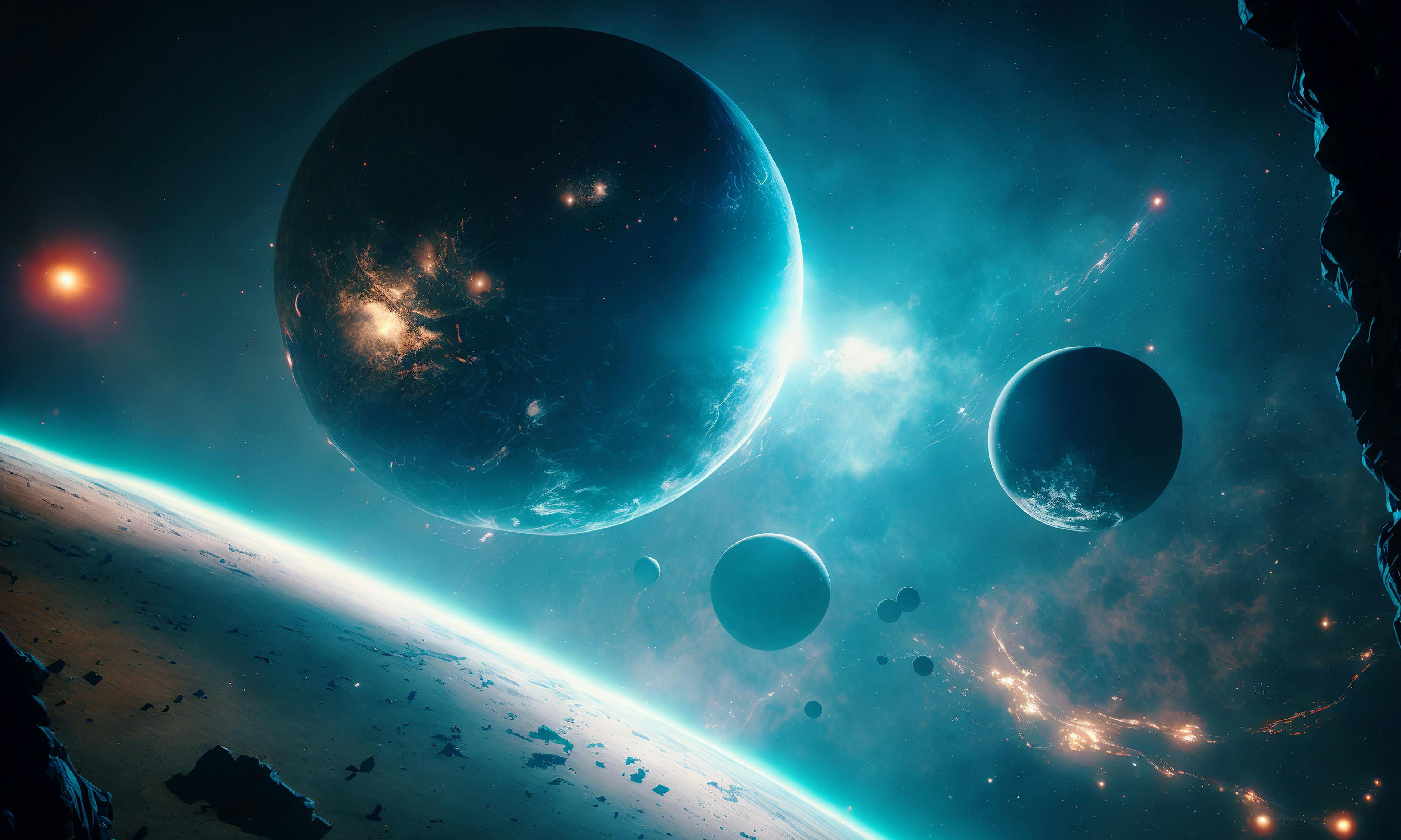 Space planets background. Distant planetscape in cosmos with exoplanets. Concept art Generative ai | Image Credit: © sdecoret - stock.adobe.com