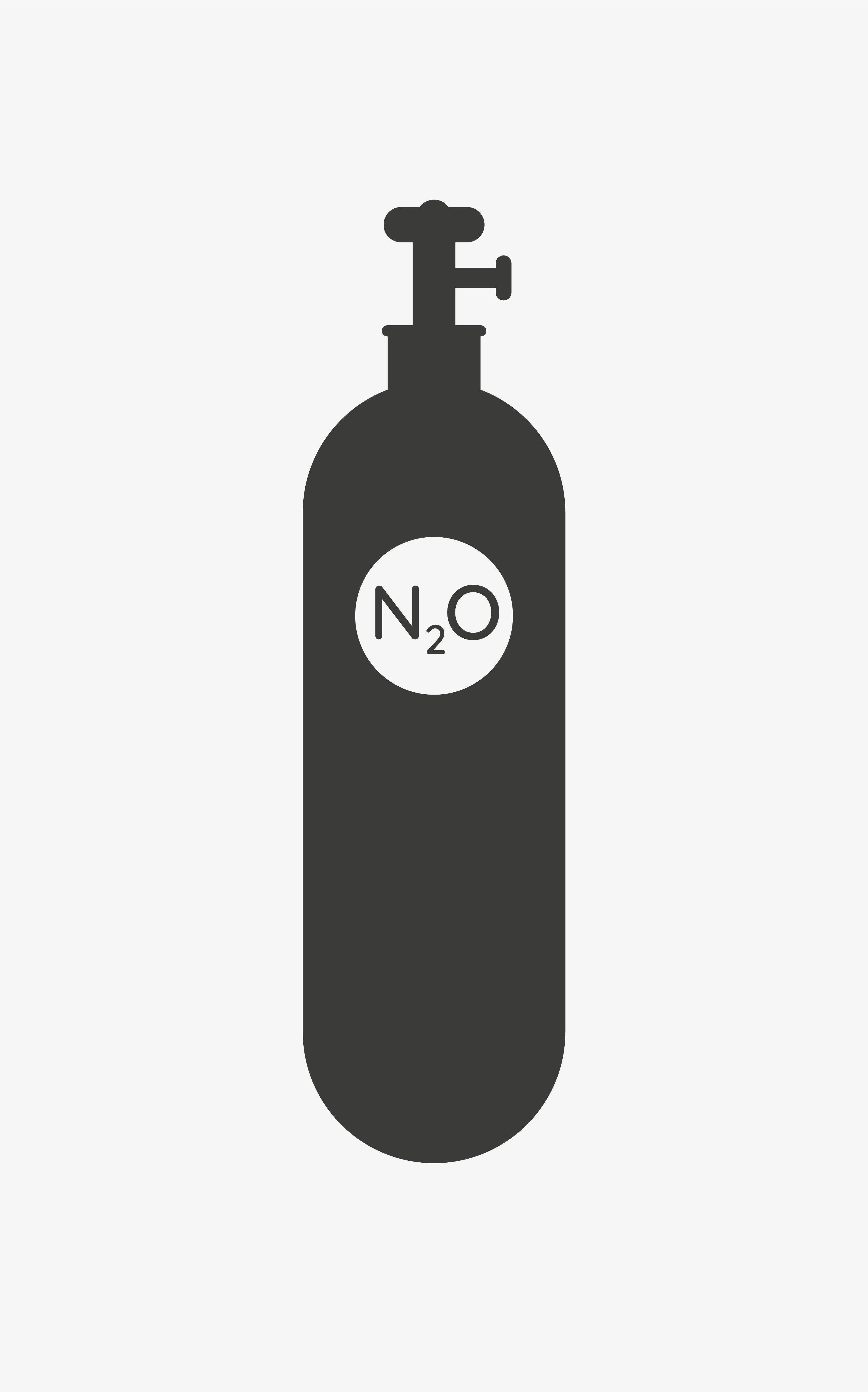 Nitrous oxide cylinder vector icon isolated on white background. | Image Credit: © Adam - stock.adobe.com