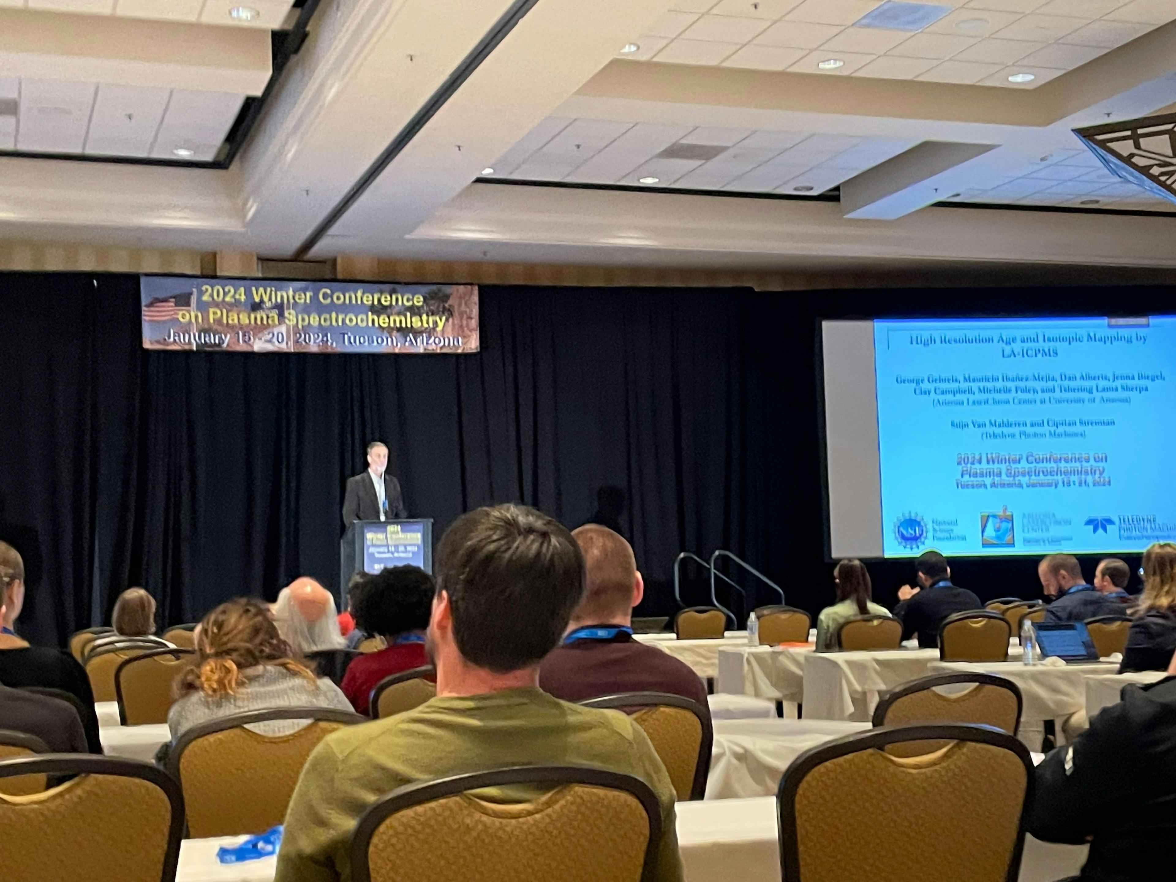 George Gehrels of the University of Arizona delivers his talk on geochronology at the Winter Conference on Plasma Spectrochemistry. Photo Credit: © Will Wetzel