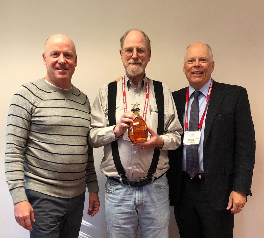 Neal Gallagher (left) and Barry Wise (right) presented Don Dahlberg (center) with a gift to celebrate his 20th and final “Chemometrics without Equations” course at the Eastern Analytical Symposium (2022) on November 14, 2022.



