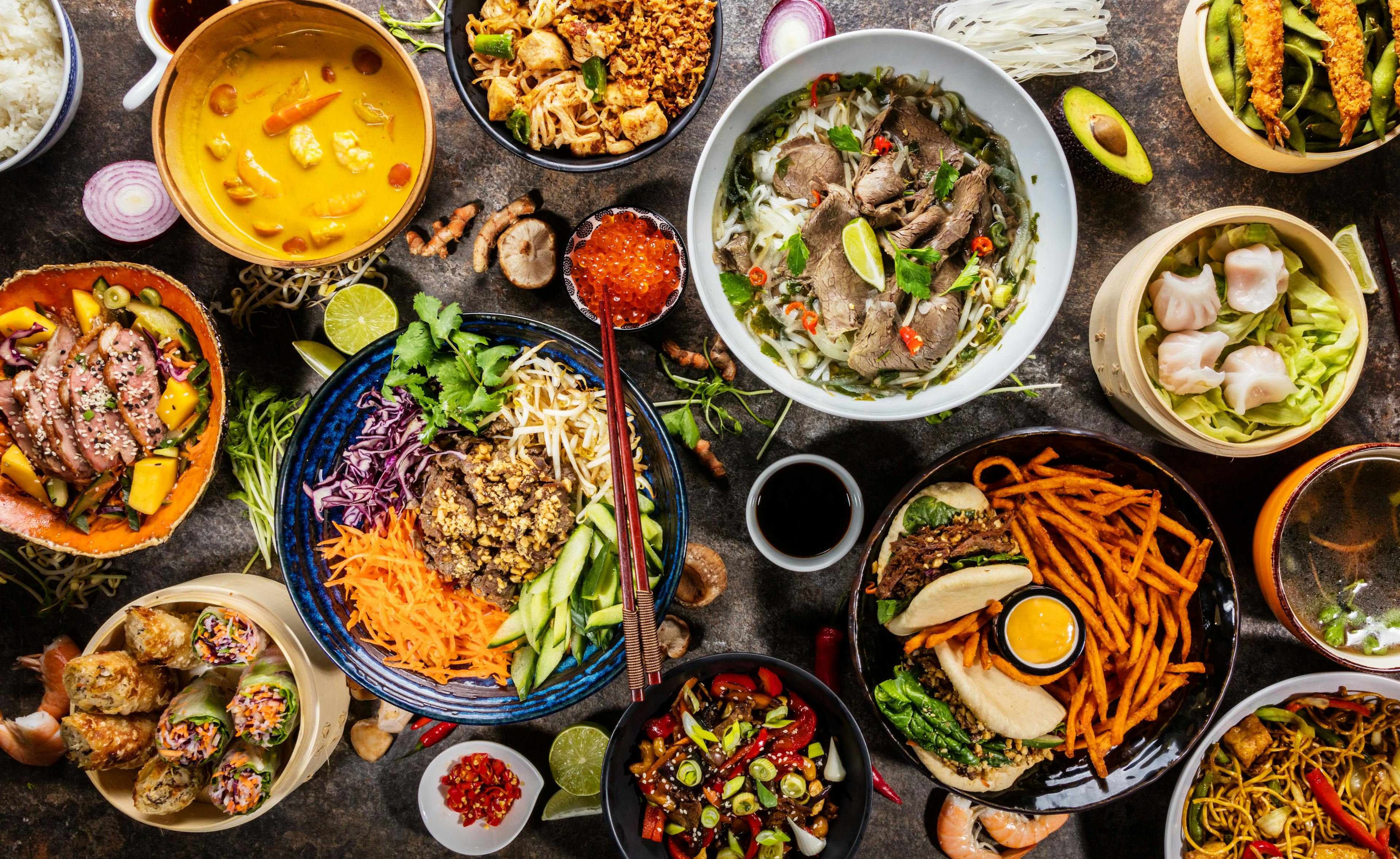 Top view composition of various Asian food in bowl | Image Credit: © Jag_cz - stock.adobe.com