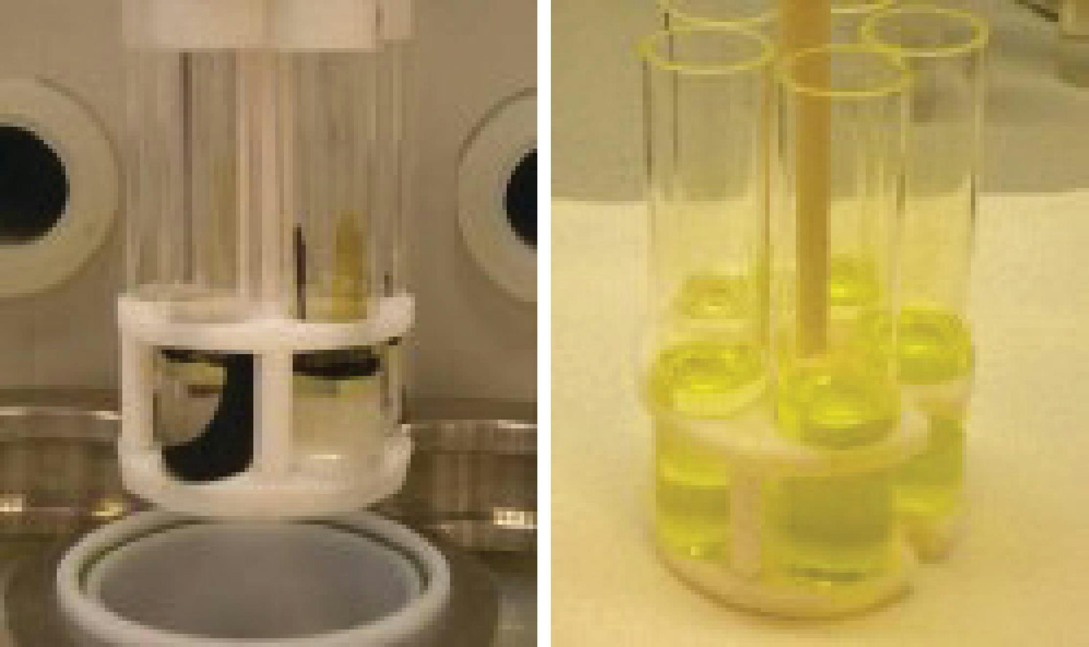 Figure 2: Sample rack being loaded and samples after digestion.